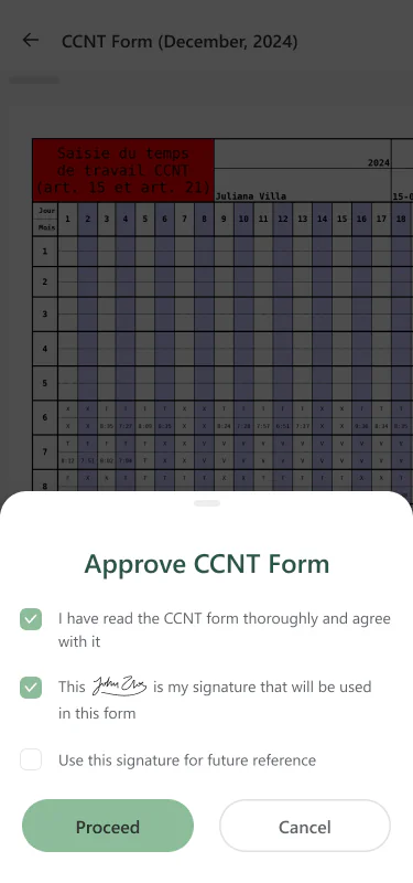 Okno Approve CCNT Form z polem zgody i podpisem