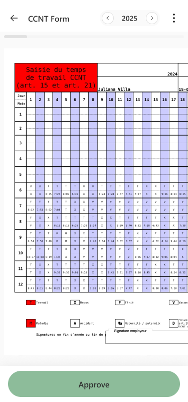Comiesięczny formularz CCNT z czasem pracy w aplikacji
